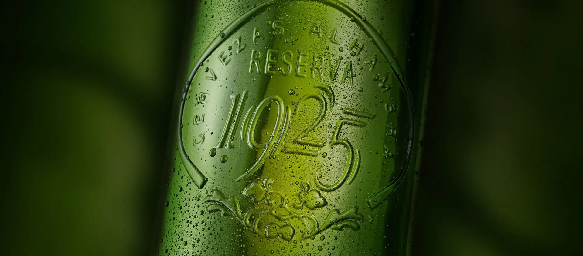 Alhambra, brand of beer in a green bottle