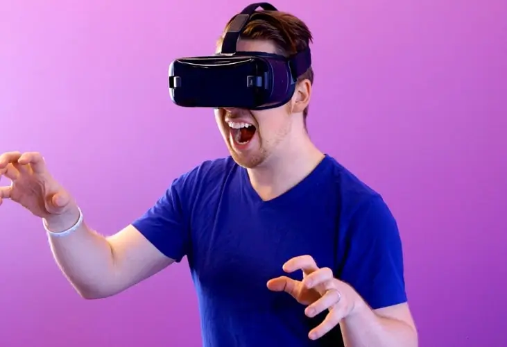 A person playing VR