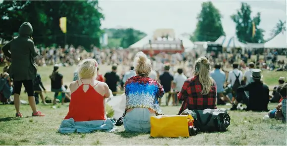 Girls relaxing at festival